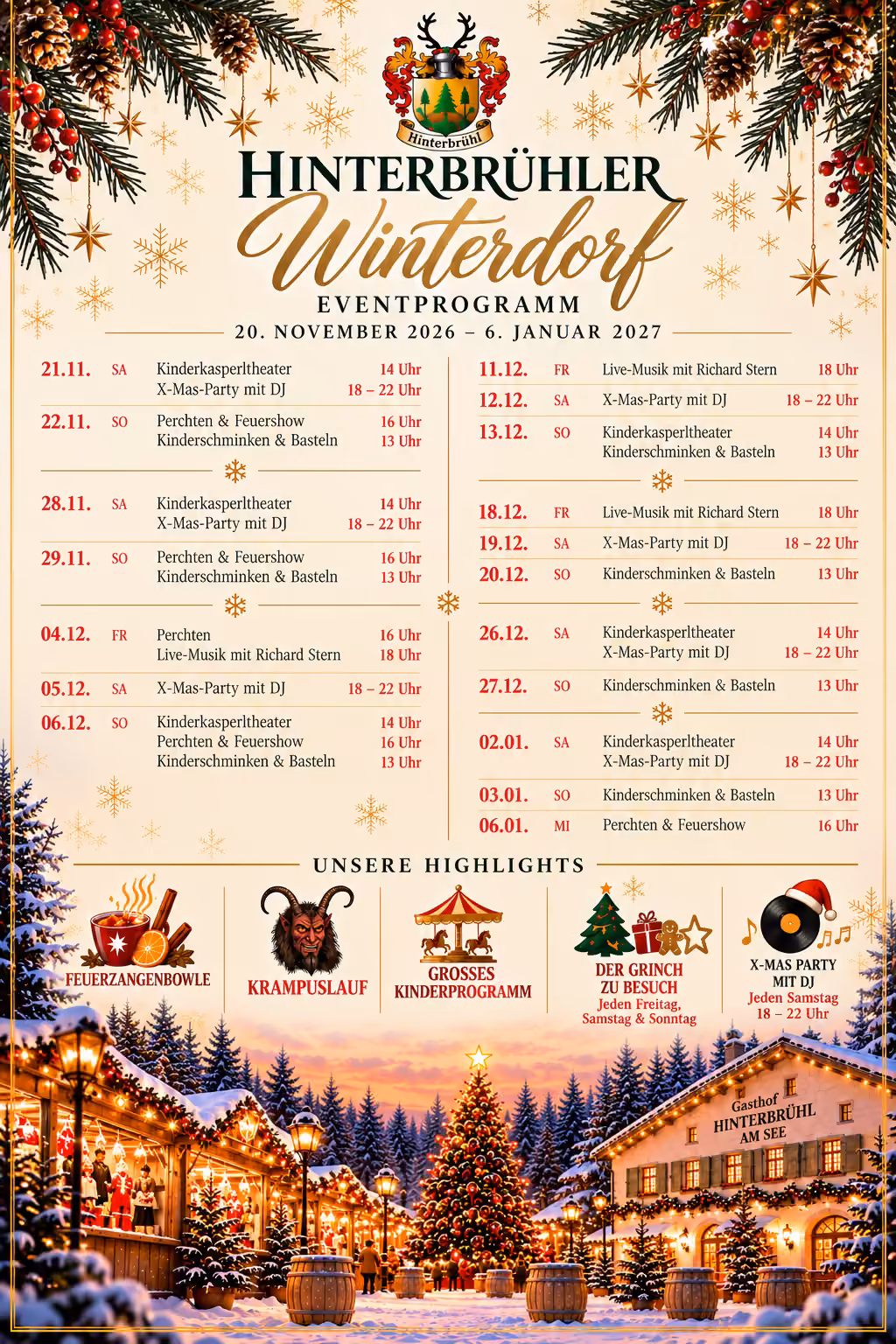 Programm des Hinterbrühler Winterdorfs